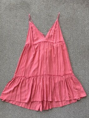 Forever 21 Coral Pink Textured Spaghetti Strap Dress
